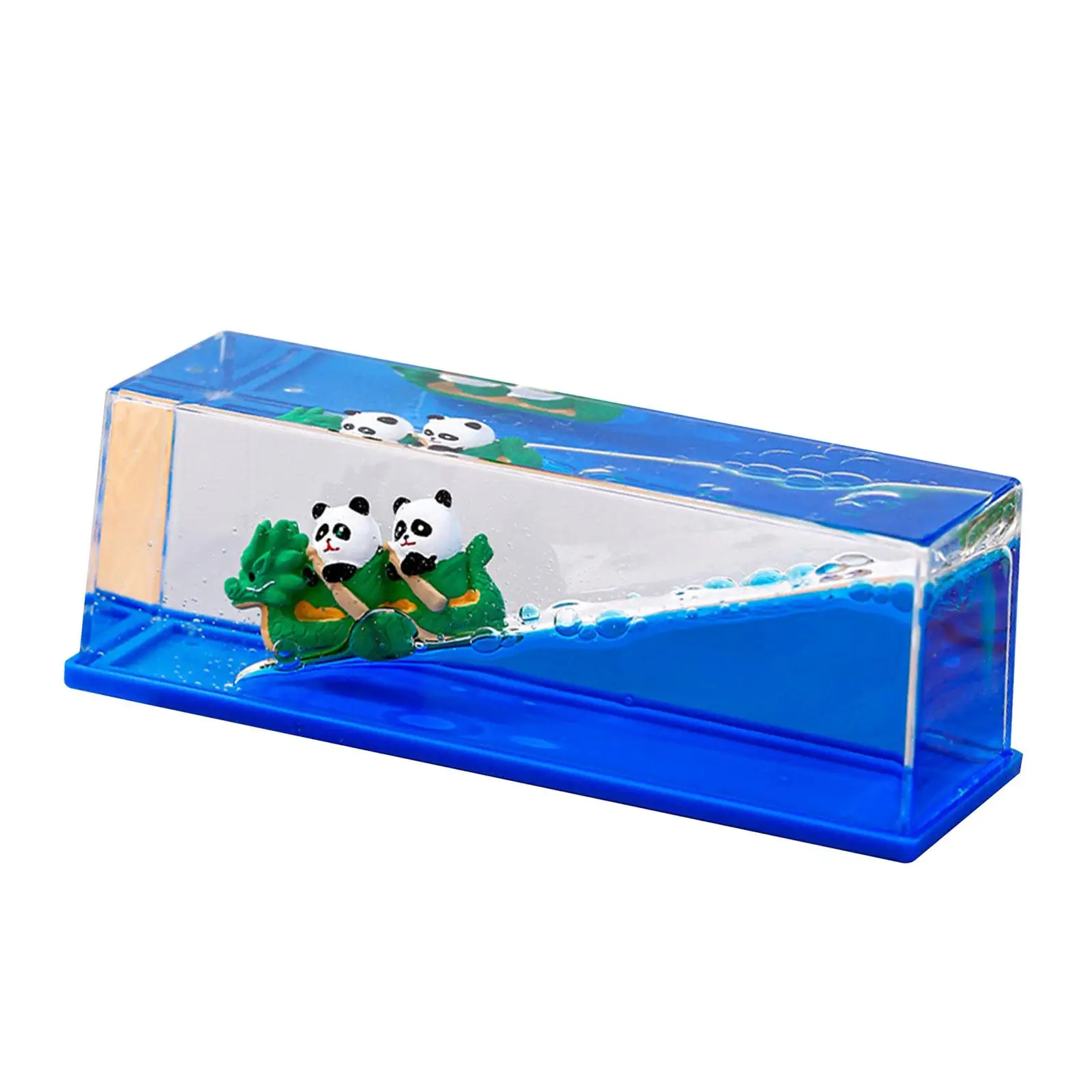 

Panda Rowing Fluid Drift Bottle Desk Toy Acrylic Frame 15.2x5.2x5.2cm Room Decoration for Birthday Gift Multifunctional Stylish