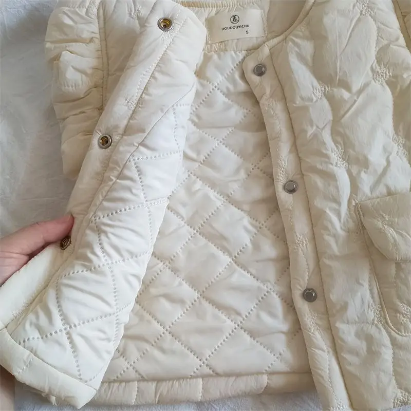 2025 شتاء جديد الأطفال أكمام سترة دافئة طفل الفتيات سترة غير رسمية معطف زائد المخملية سميكة طفل القطن وسادة مبطنة #3