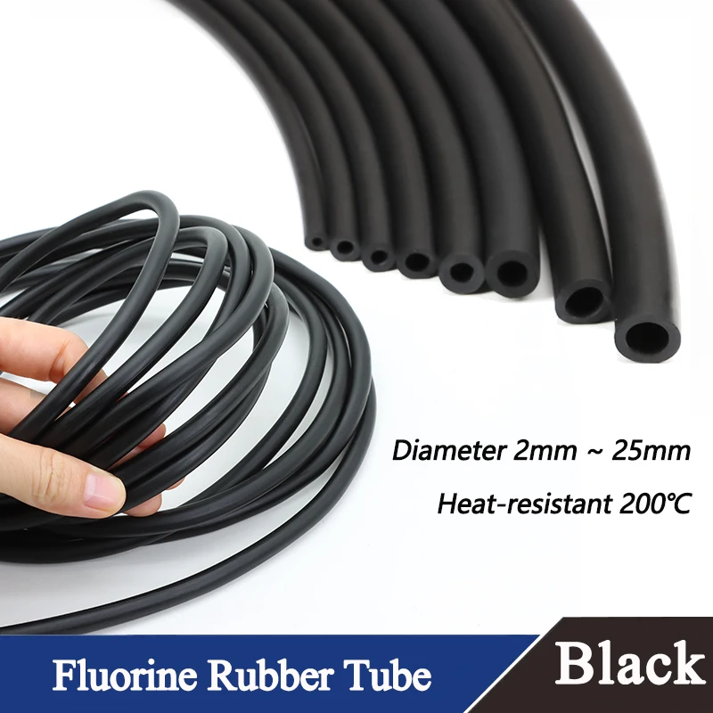

Diameter 2mm ~ 25mm FKM Viton Oil Hose Black Fluororubber Tube Acid alkali High Temperature Corrosion Resistance Tubing