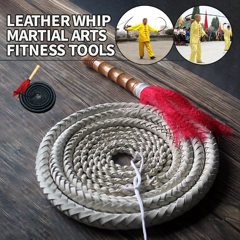 

Professional Grade Leather Training Whip Heavy Duty Martial Arts Tool Adult Fitness Outdoor Exercise Skills Development