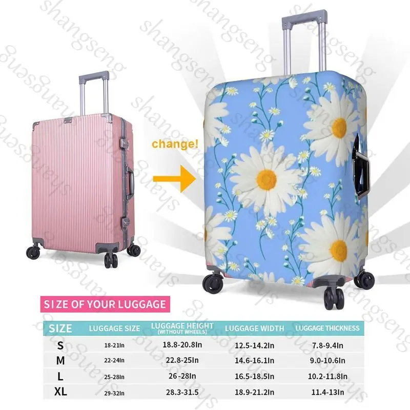 حقيبة واقية لحقيبة السفر على شكل زهرة الأقحوان، غطاء حقيبة، حماية مرنة، غطاء أمتعة قابل للغسل، 18-32 بوصة #4