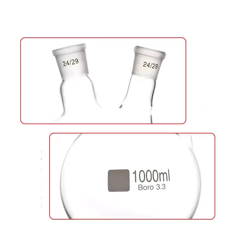 고온 저항성 경사형 이중목 원형 바닥 플라스크 50/100/250/500/1000/2000/3000ml 24/19