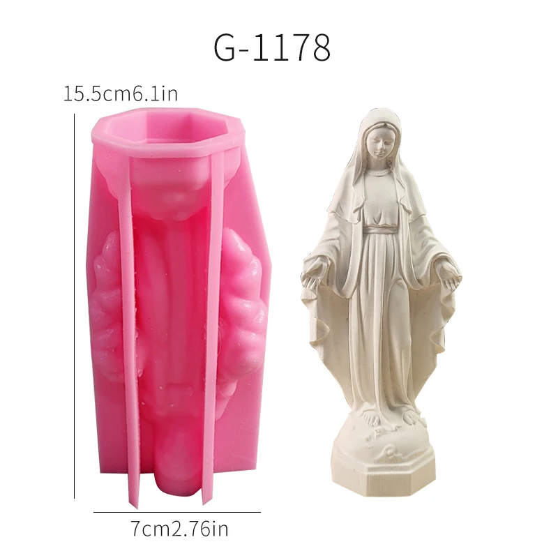 Silicone Mold for DIY Virgin Mary Scented Candle; Decoration of a Diffuser Stone Candle Holder