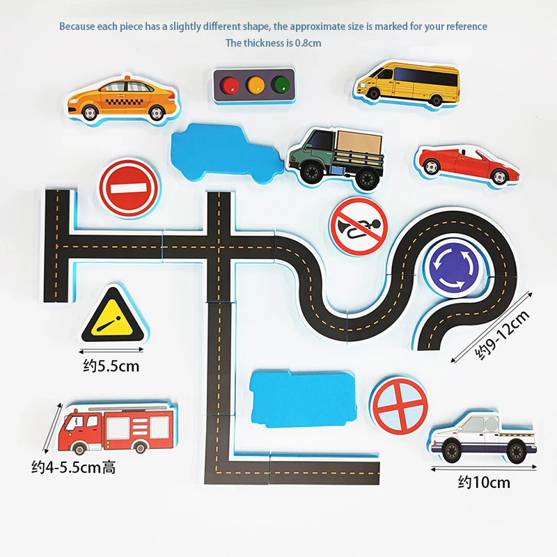 23 Pcs City Traffic Car Road Rail Bath Toy Set Sticky Wall Safety EVA Floating Water Toys Educational Baby For Children Kid Boys