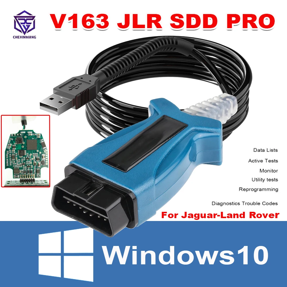 SDD V163 JLR Pro for Jaguar Land Rover J2534 Passthru Device OBD2 Scanner Support 2005-2017 SDD PRO Car Diagnostic Tool Cable