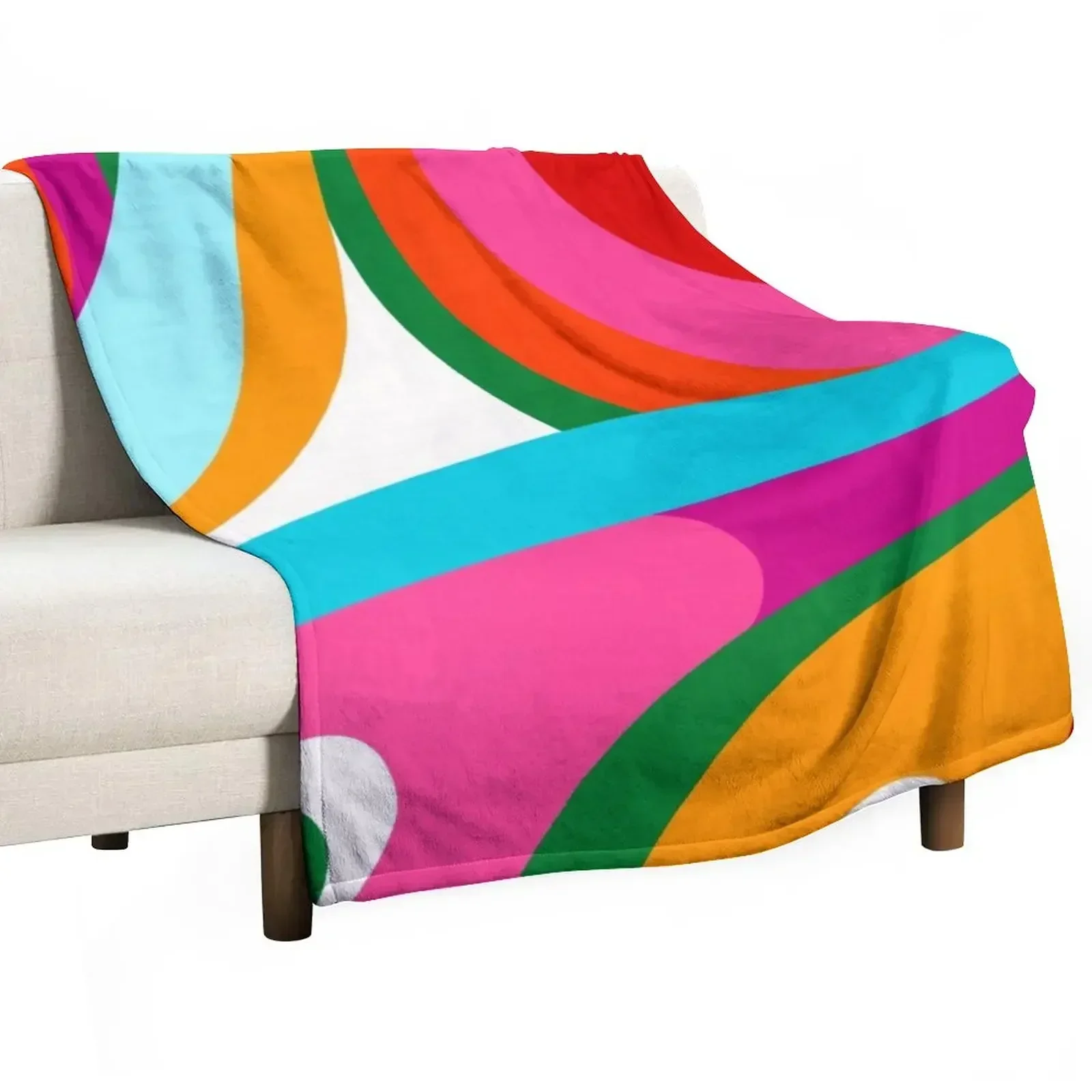 Colorful Mid Century Abstract 2 Throw Blanket funny gift Summer Beddings Hairy Blankets