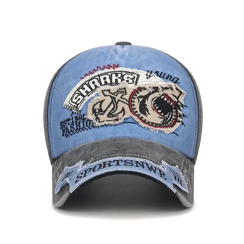 男性と女性のためのウォッシュヴィンテージディストレッチャリオンブリマーキャップ、4シーズン、調節可能な刺繍パッチ、サンキャップ、ファッション