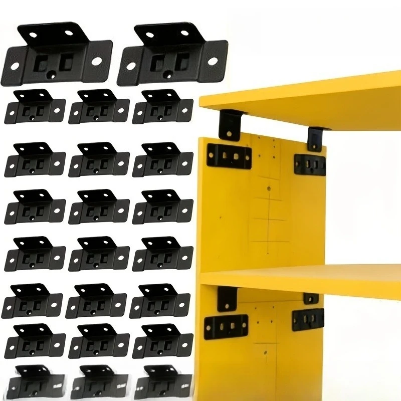 50 Sets Metal Fixing Buckle 2-In-1 Inserts L-Shaped 90° Connectors for Furniture Shelves Thickened Brackets Home Decor Hardware