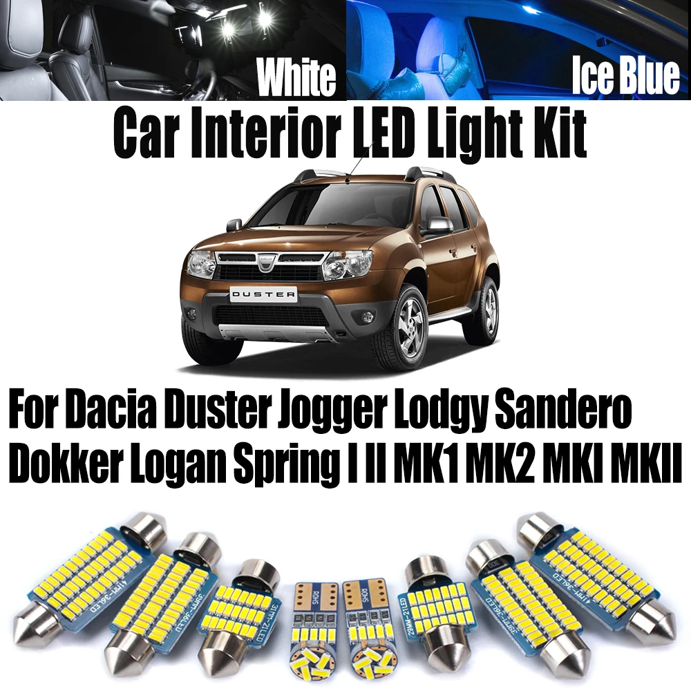 LED Interior Light Car Trunk Ceiling Bulbs Kit For Dacia Duster Jogger Lodgy Sandero Dokker Logan Spring I II MK1 MK2 MKI MKII