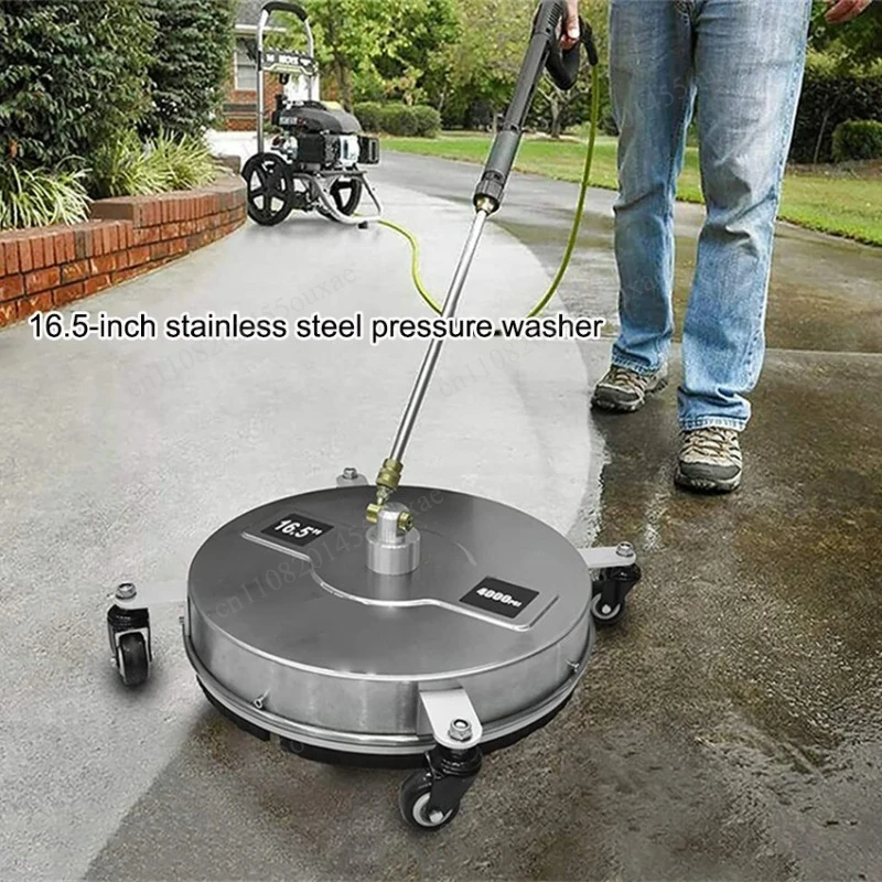 16.5 Inch Stainless Steel Pressure Washer Surface Cleaner 4000PSI With 1/4 Inch Quick Connect Fitting Power Washing Accessory