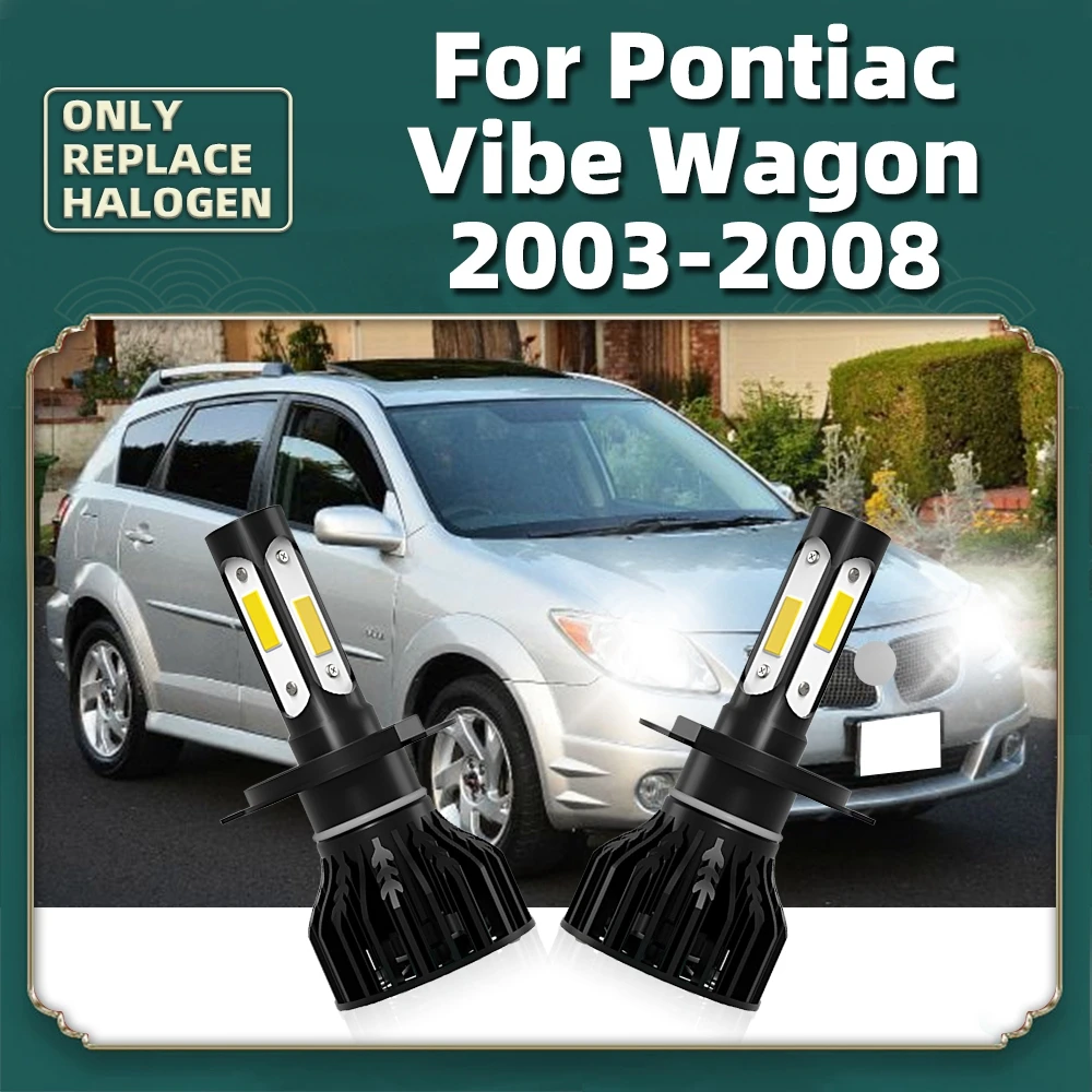 Hi/Lo Beam Headlights H4 LED Bulbs 12V 6000K Headlamp Four-sides 360° Luces For Pontiac Vibe Wagon 2008 2007 2006 2005 2004 2003