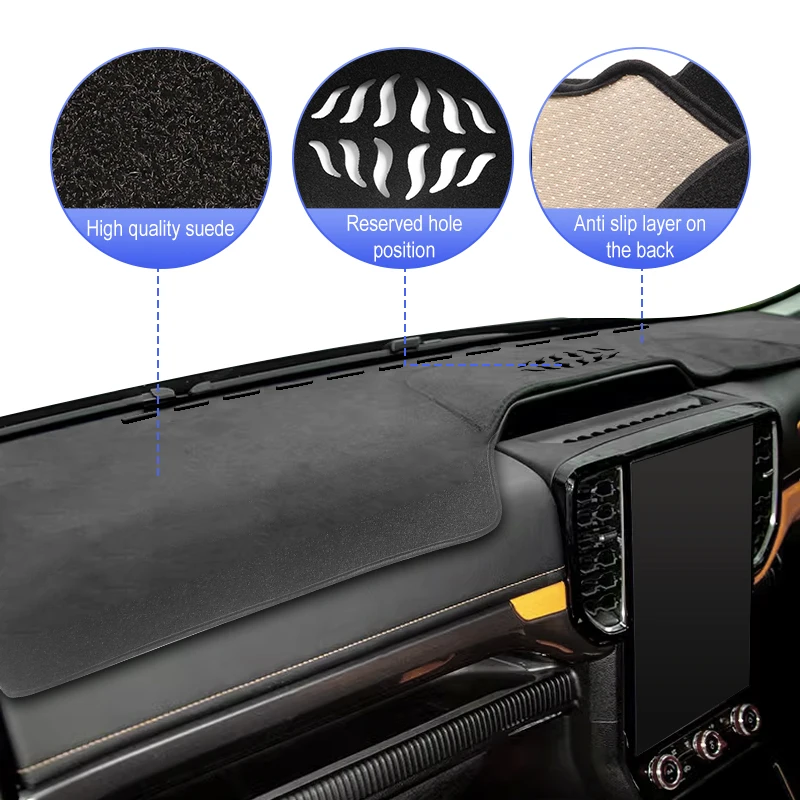 For Ford Ranger T9 2022-2024 Car Dashboard Covers Mat Shade Cushion Pad Carpets Platform Desk Cover Mats Carpets Accessories