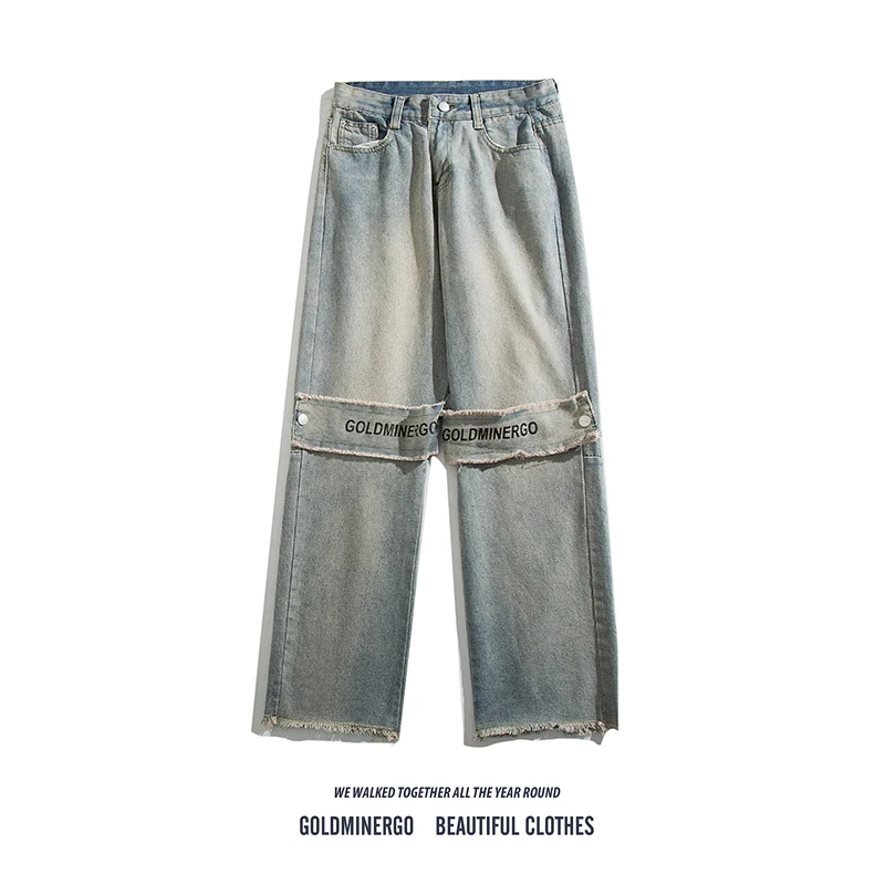 

Мужские джинсы свободного кроя в стиле хип-хоп, повседневные, с эффектом потертости, модные, длинные брюки для подростков, осенний сезон, обычные, тонкие