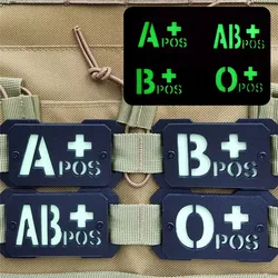 Glow in Dark ABS Blood Type Molle Tactical Patch Luminous Reflective Backpack Attachment Applique Fastener Uniform Badge Emblem