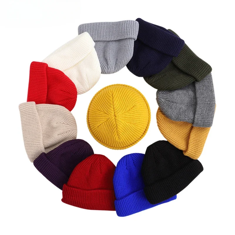 Knitted Hat for Men & Women Caps Wool Fashion Simple Warm trend Beanies Solid Autumn Winter Beanie Cap Trendy Style