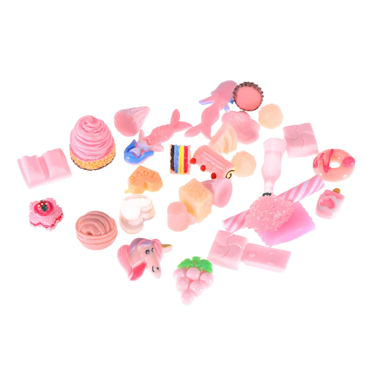 30Pcs Mixed Color Resin Sticker DIY Resin Pieces for Jewelry Crafting Photo Frames Cups Flowerpots Handmade Plates Personality