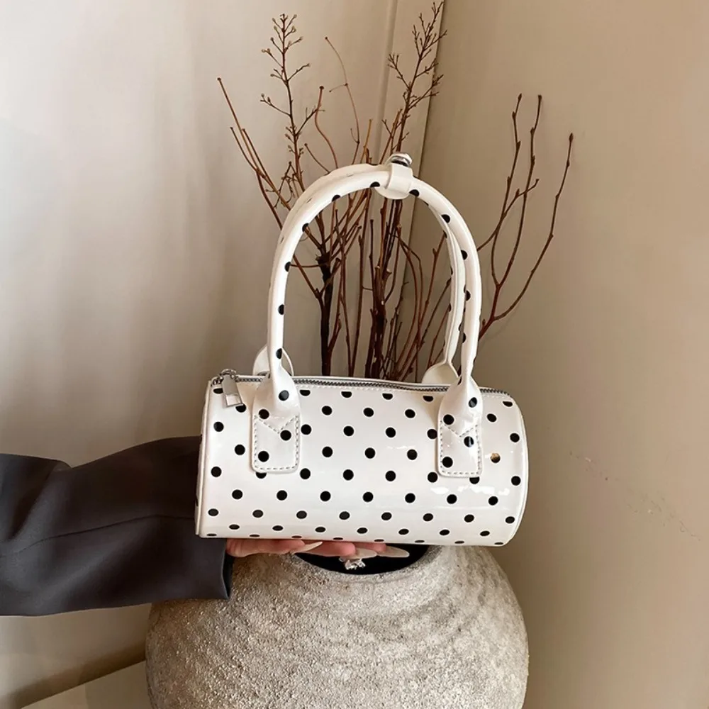 Fashion Handbag Shoulder Bag Polka Dot PU Leather Crossbody Bag Barrel Shape Bucket Handbags Ladies