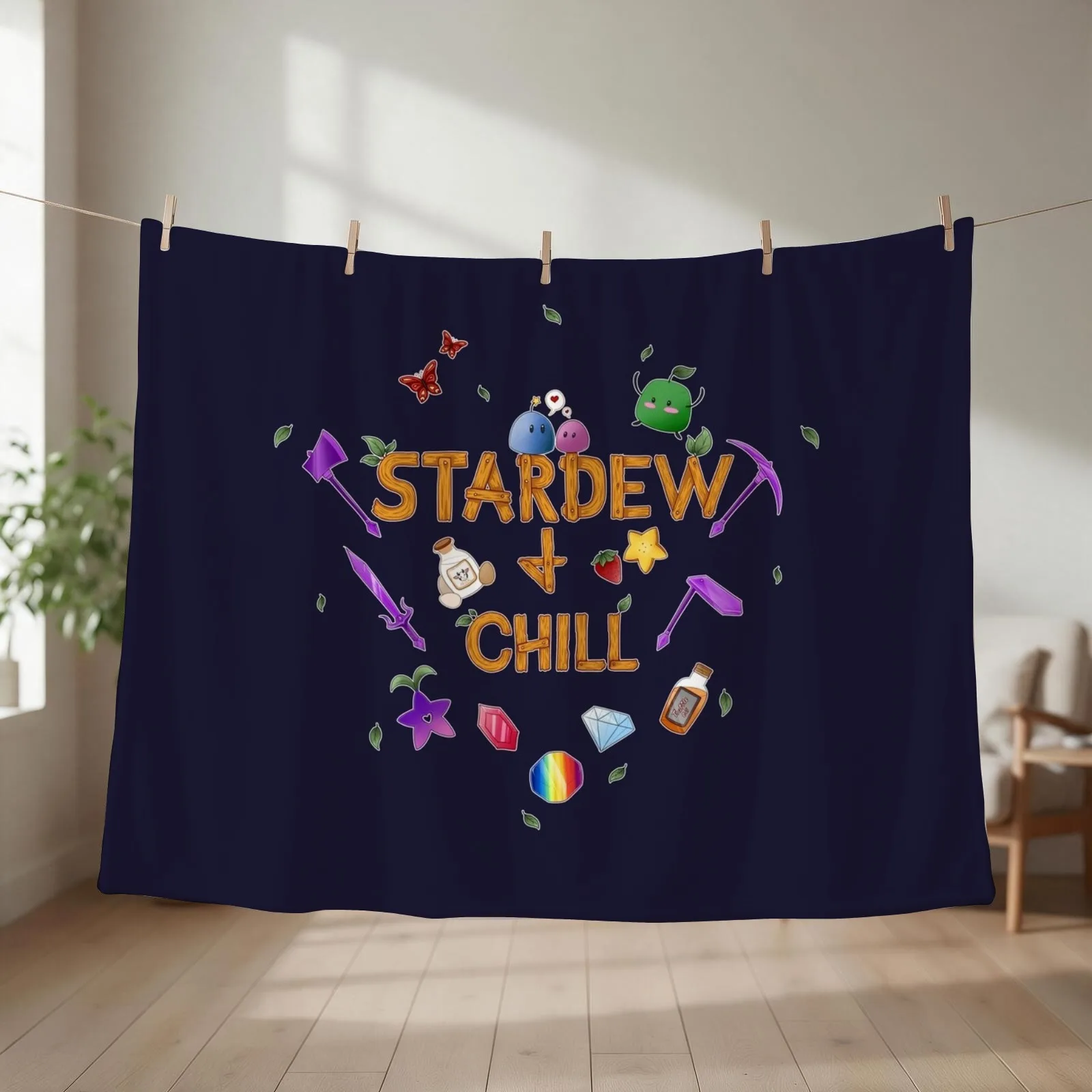 Stardew and Chill Throw Blanket couch cozy soft plush fuzzy picnic outdoor blanket