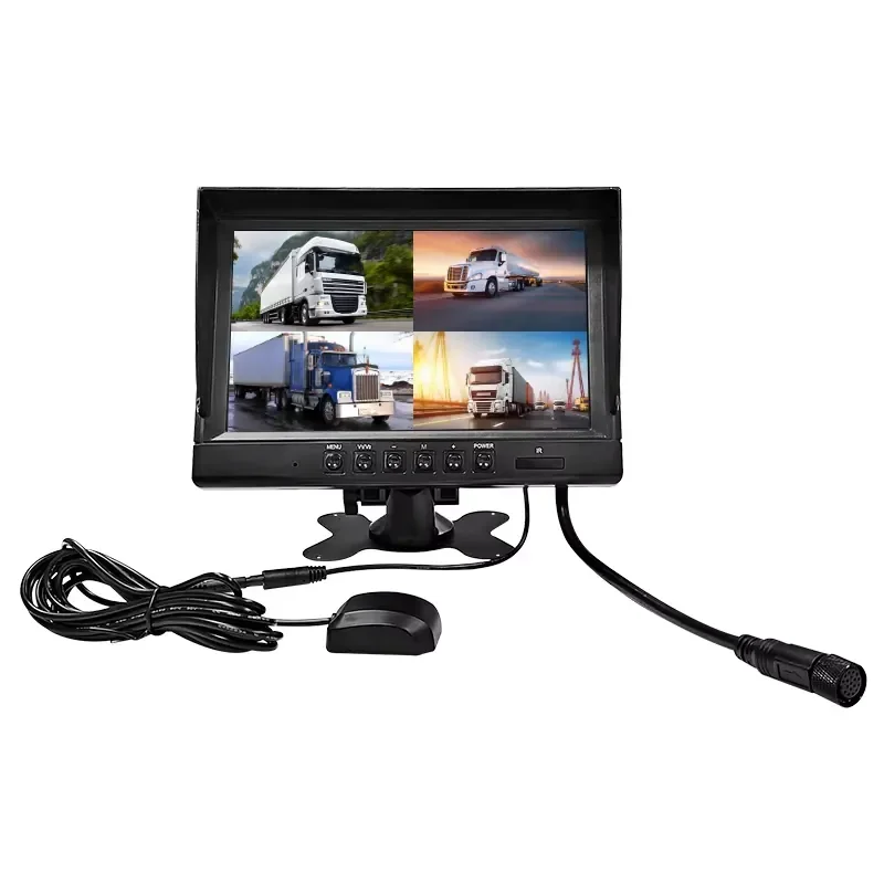 9 Inch IPS 4CH Quad Split Screen AHD Input Full Color Vehicle Security Video Recorder 4G/WiFi/ Remote