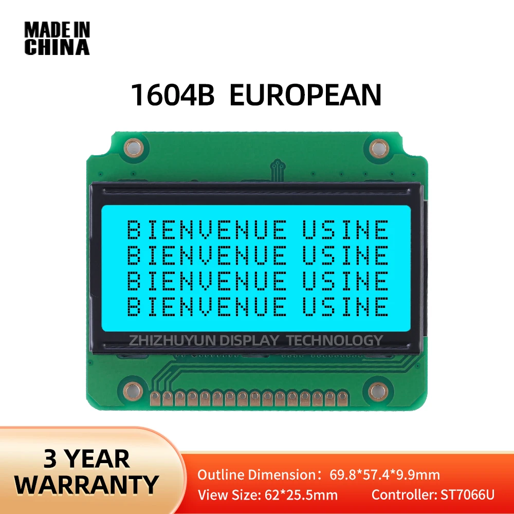 Stable Supply Of 1604B European Character LCD Screen Ice Blue Controller ST7066U Multi Language LCD Module