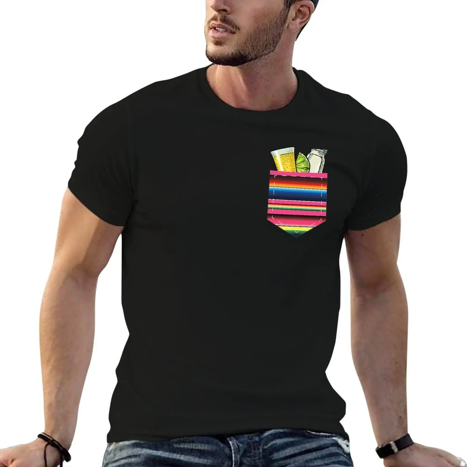 

Tequila Lime Salt Funny Tequila Shot Pocket Serape T-Shirt graphic t shirts for man t shirts for man graphic funny T-Shirt