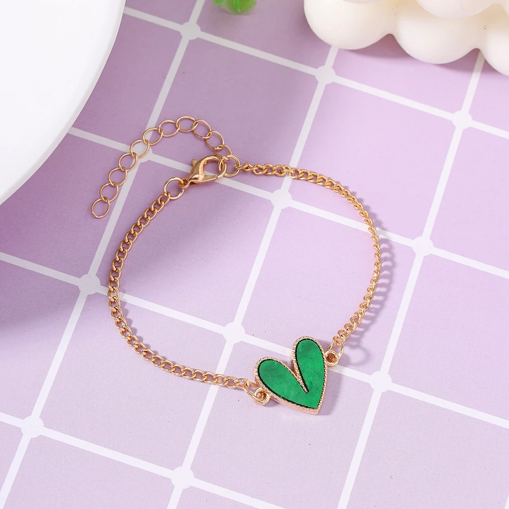 Aihua 10 Farben Modisches Neues Design Vergoldetes Herz-Armband für Frauen und Mädchen Süße Herz-Schmuckgeschenke – Detail 5