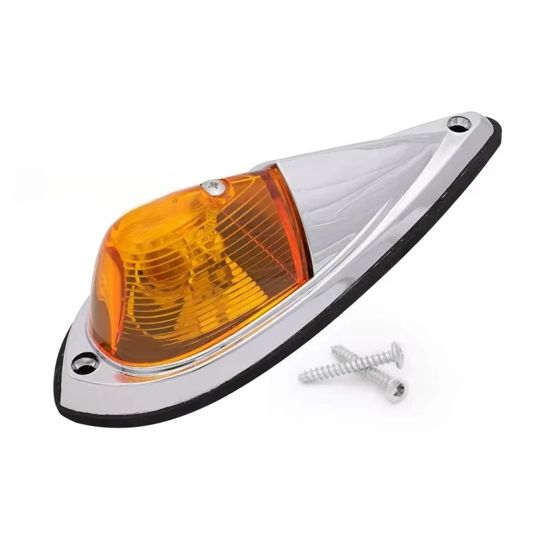 Poer 5PCS 12V Amber Teardrop Cab Light Cab Marker Front Rear Top Clearance Roof Running Light Wiring Pack for Truck Van semis RV