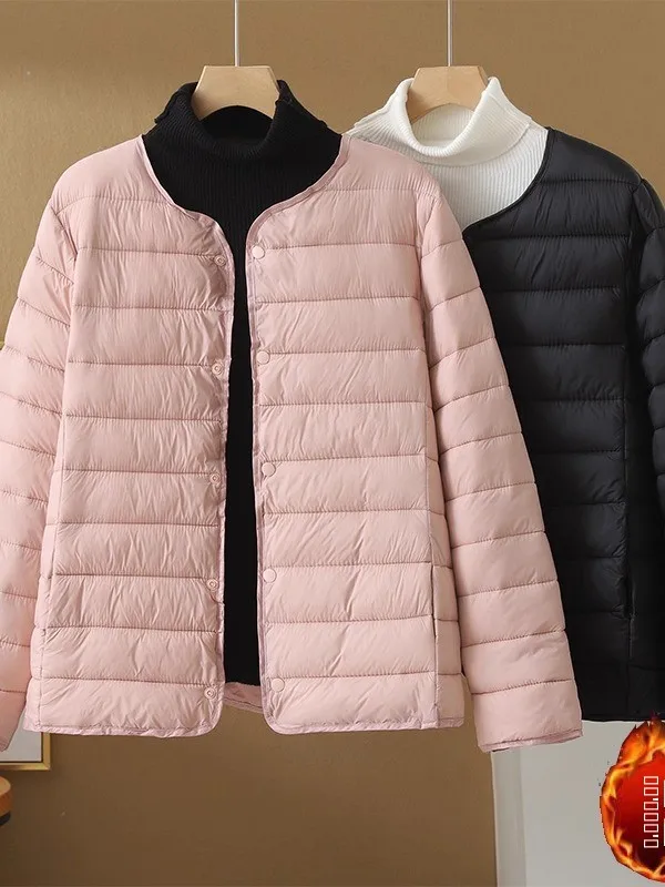 

plus Size Women's Lightweight Warm down Cotton Jaet Casual Stripe Collarl Winter Outerwear Dreng in the Snow