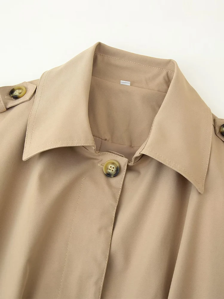 الخريف الأوروبية والأمريكية الجديدة للمرأة فضفاضة مزاجه عارضة بسيطة طية صدر السترة طويلة الأكمام مع سترة واقية حزام