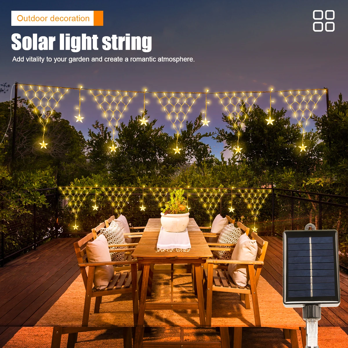 

LED 4.3M Solar Lights With 2m Lead Outdoor Eaves Decor String Lights Christmas Party holiday Bedroom Decoration Atmosphere lamp