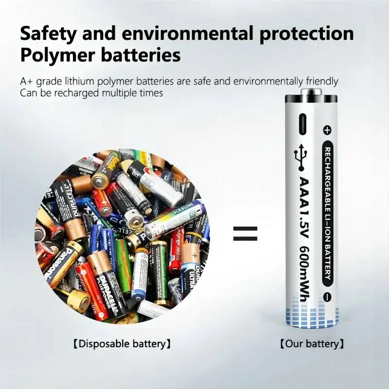 3/6/9PC Li-Ion AAA Rechargeable Battery 1.5V 600mWh Lithium Battery Aaa USB charge Lithium Batteries for Toy Camera Flashlight