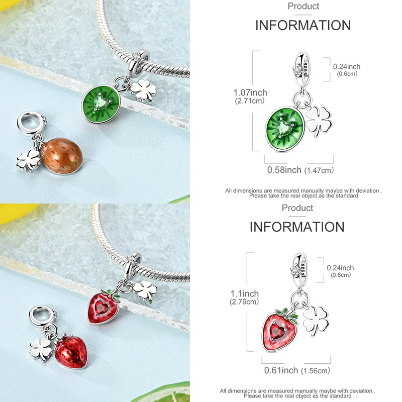 925 Sterling Silber Lebensmittel-Charm-Perlen Erdbeere Pilz Honig Kaffee Cocktail Gumball DIY Armband Halskette Geschenk für Frauen – Detail 10