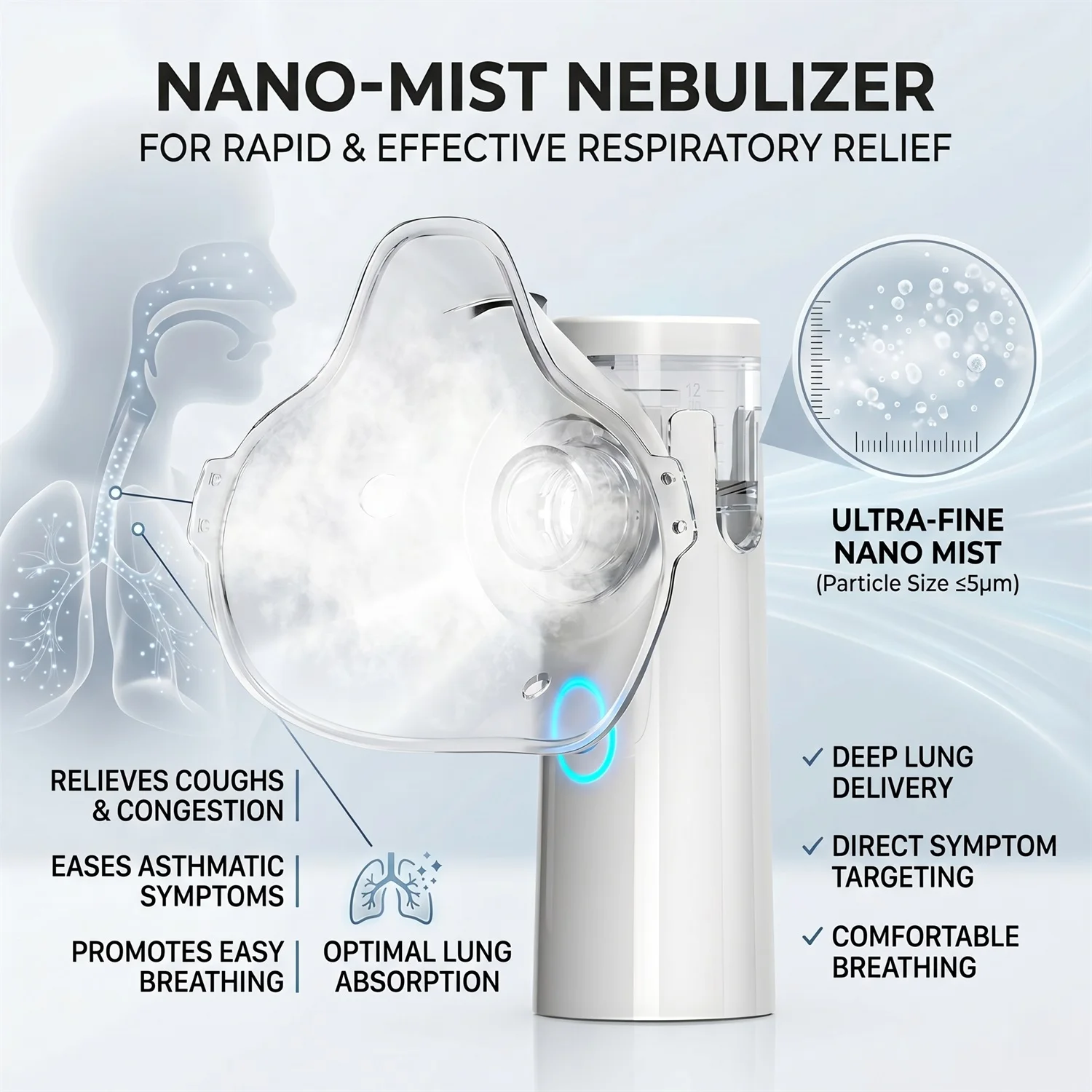 Portable Medical Mesh Nebulizer for Adult Child Medical Handheld Humidifier Silent Nebulizador Inhaler Inhalator Atomizer