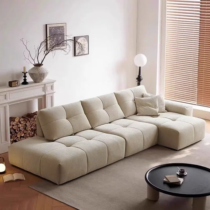 Backrest adjustable large sitting deep sofa living room modern multi-functional princess large apartment tofu block fabric sofa