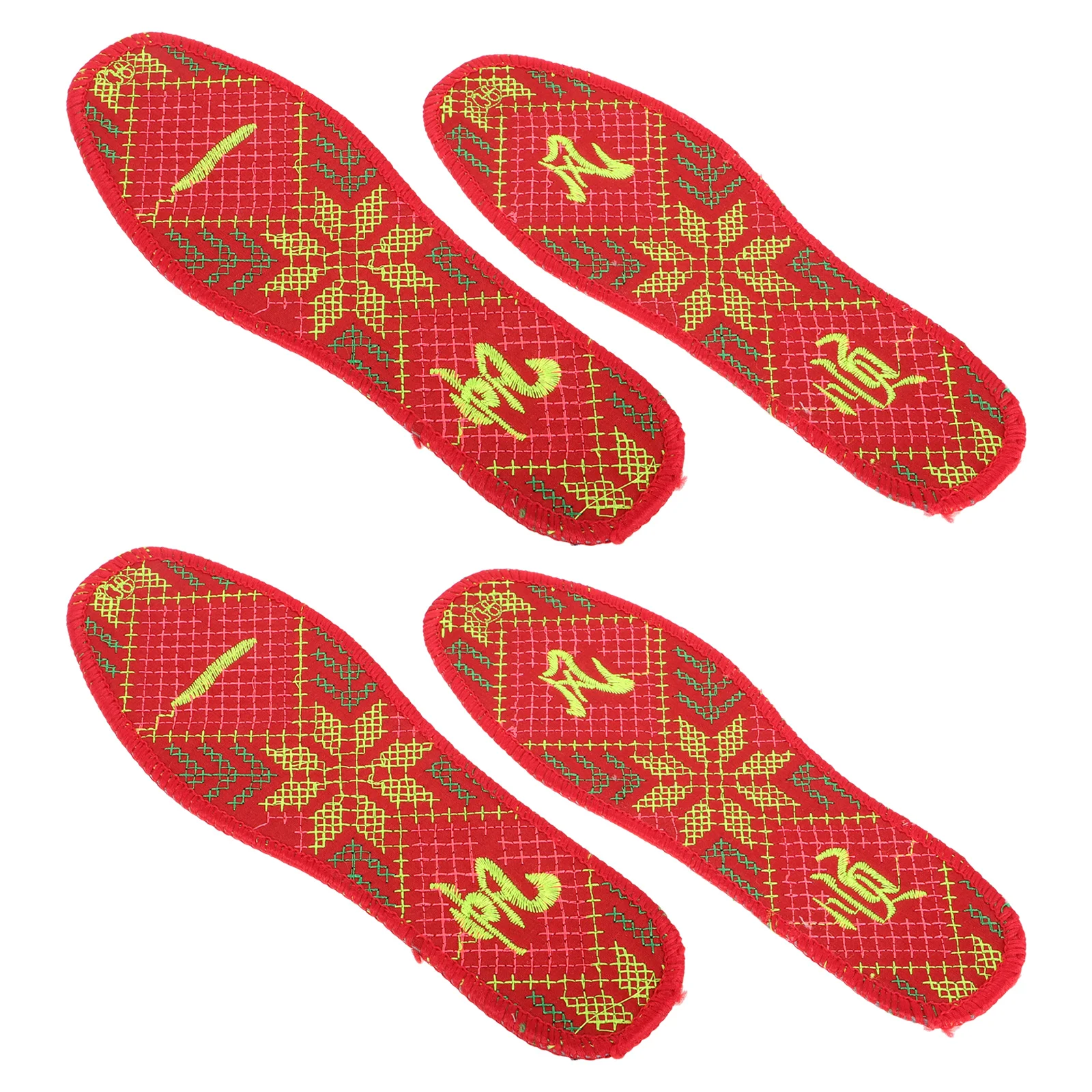 

2pcs 2 Pairs Chinese Embroidered Insoles for Shoes Red New Year Style Breathable Antiskid Shoe Inserts Liners for Men Women