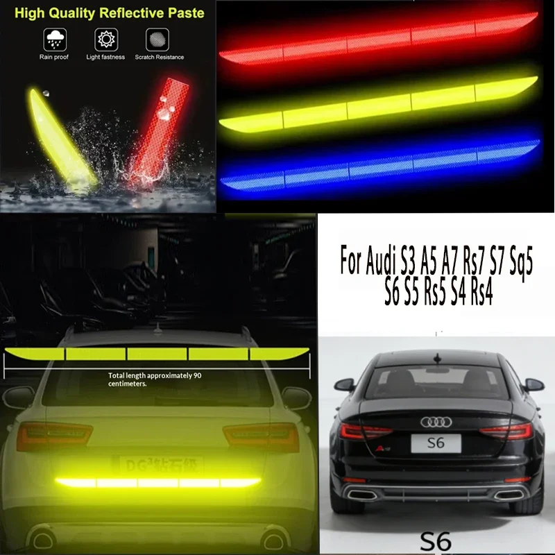 

For Audi S3 A5 A7 Rs7 S7 Sq5 S6 S5 Rs5 S4 Rs4 1pcs Reflective Warning Safety Tape-Car Trunk Anti-Collision
