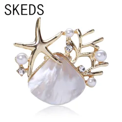SKEDS Creative Exquisite Design Mica Shell Pearl Brooches For Women Lady Elegant High-end Fashion Party Wedding Pins Buckle