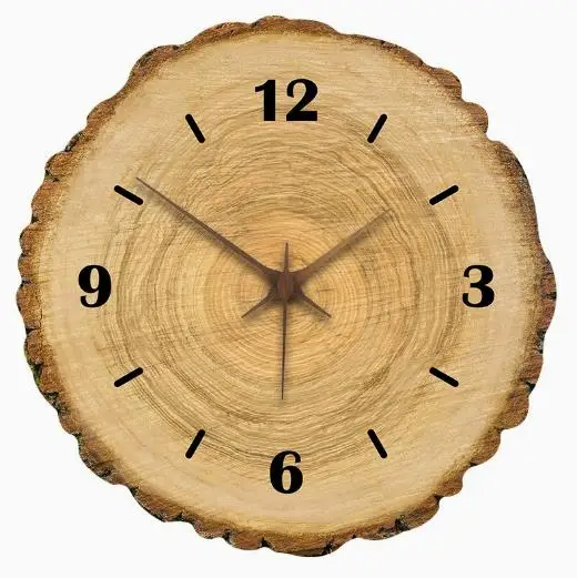 NEW Room Decoration Wood Grain Quartz Modern Durable Mute Battery Operated Practical Art Wall Clock Design Simple Annual Ring