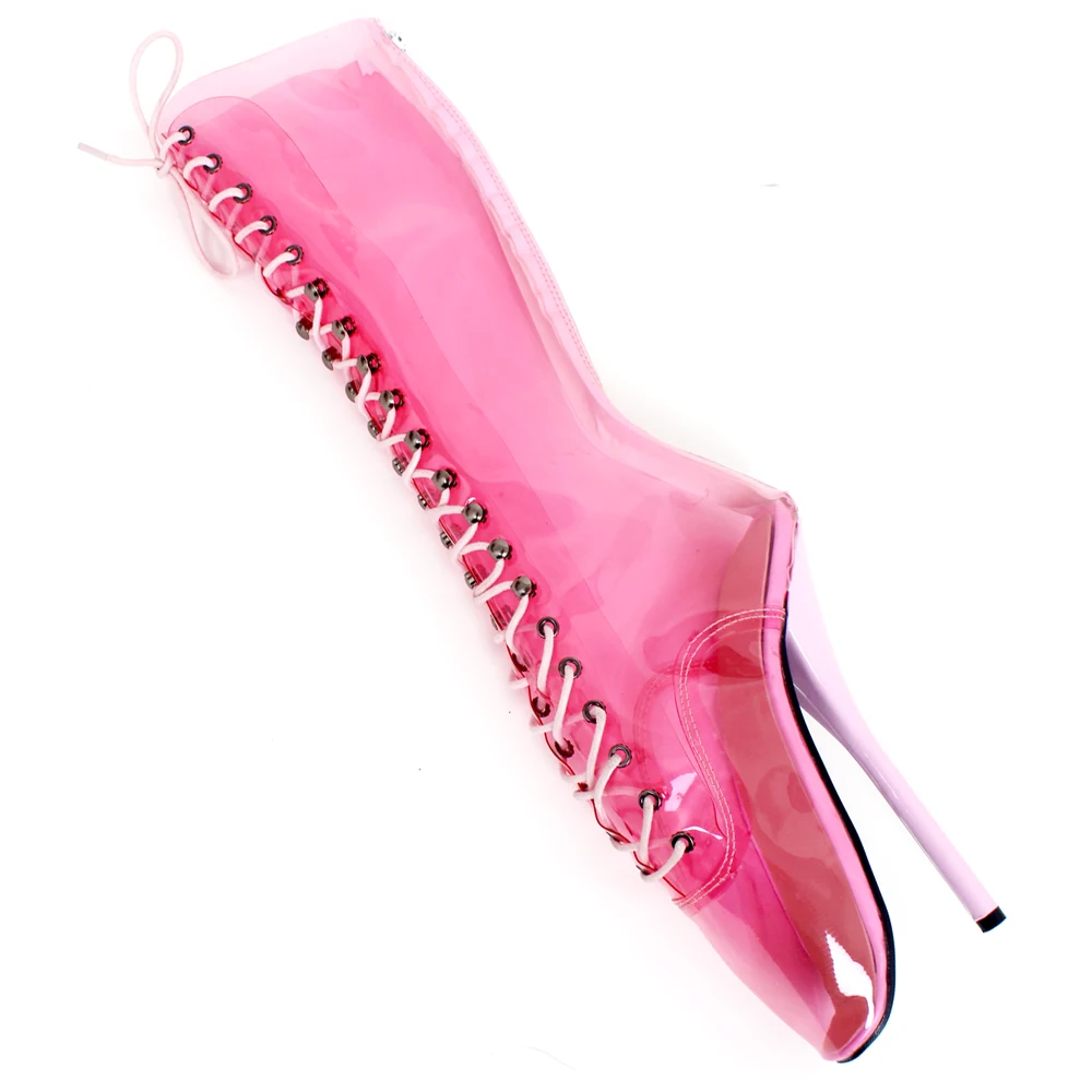 7 Inch High Heel Sexy Ballet Pointed Toe Transparent Clear Vinyl Thin Sexy Fetish High heel boot