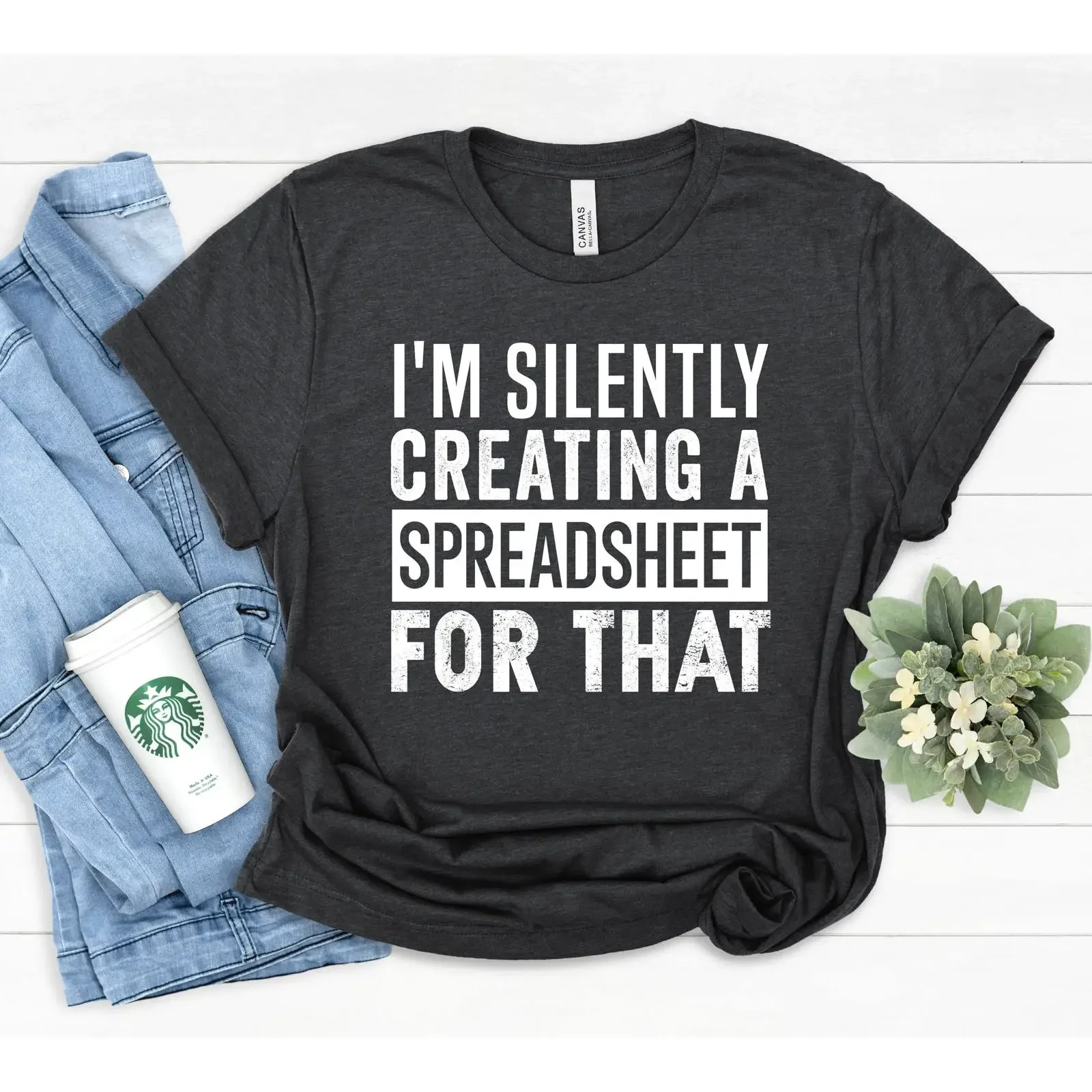 Creating Spreadsheet T Shirt Office Worker Data Analyst  vintage Washed Versatile designer clothes Unisex Casual Comfortable