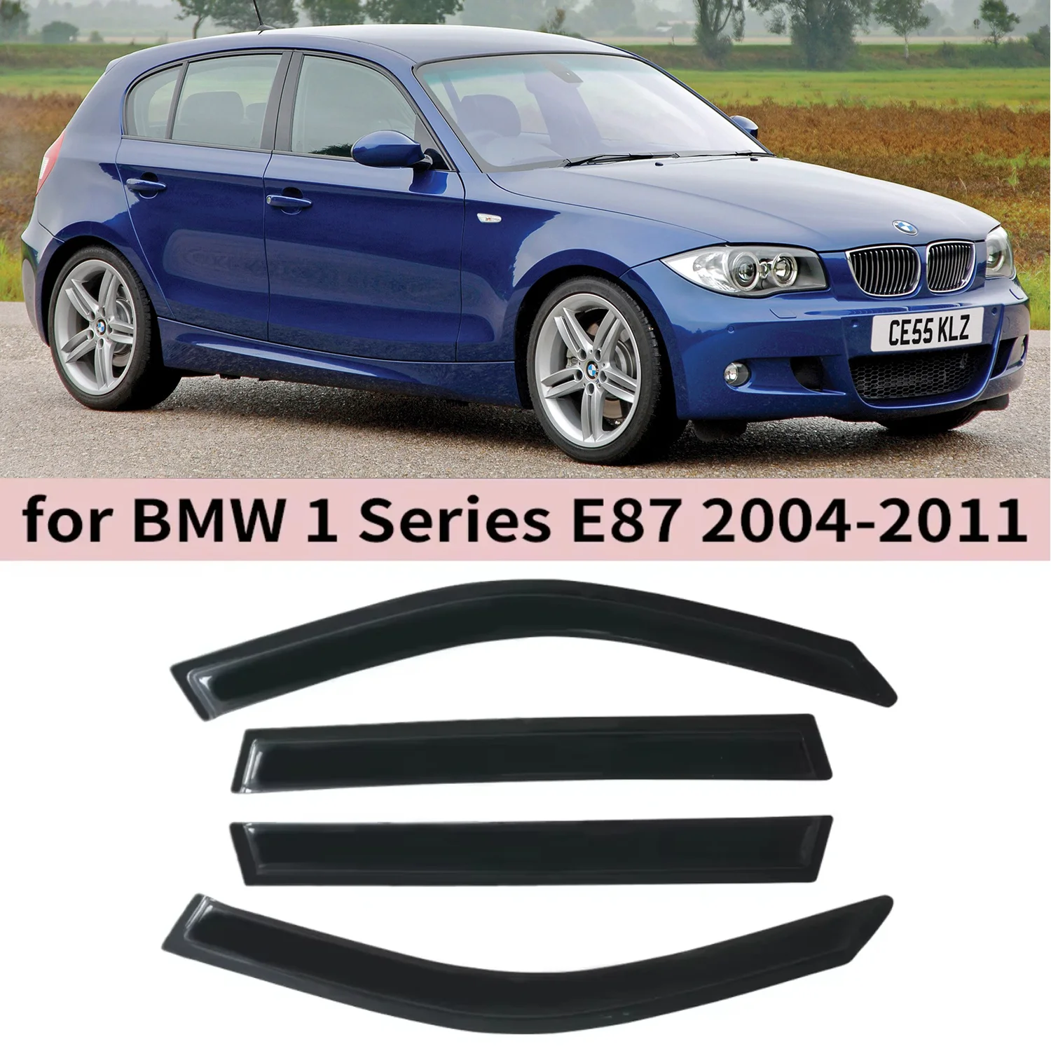 

For BMW 1 Series E87 2004 2005 2006 2007 2008 2009 2010 2011 Wind Deflectors Rain Guards Door Visor Vent Shades Window Visor