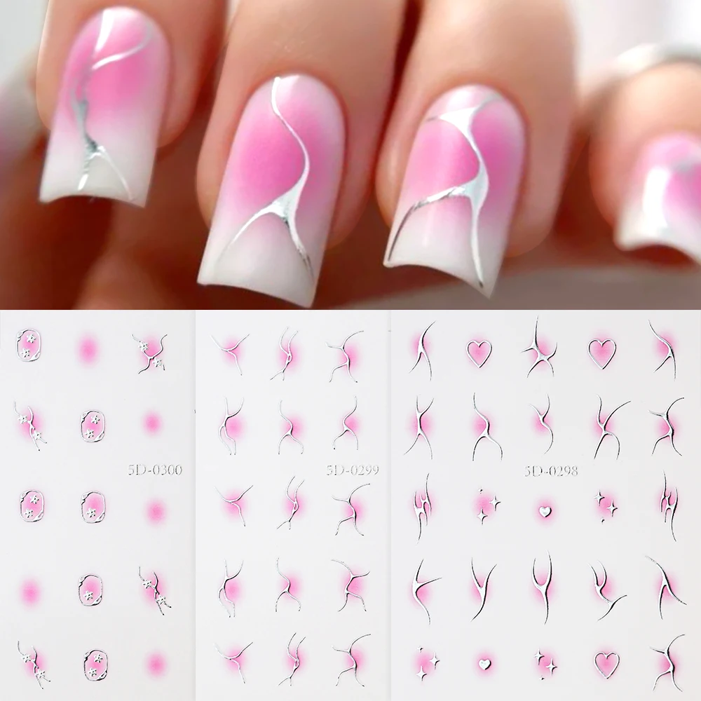 1Pc 5D Gradiente Fard Unghie artistiche Adesivi Abbronzante Linee Irregolari Della Banda Manicure Cursore 10*8 CM Autoadesiva Decorazione Del Chiodo