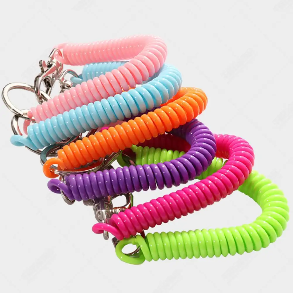 Coil Springs Keychain Anti-lost Lanyard Spring Rope Fishing Spring Safety Rope Anti-theft Key Chain Bag Phone Lanyard 14cm