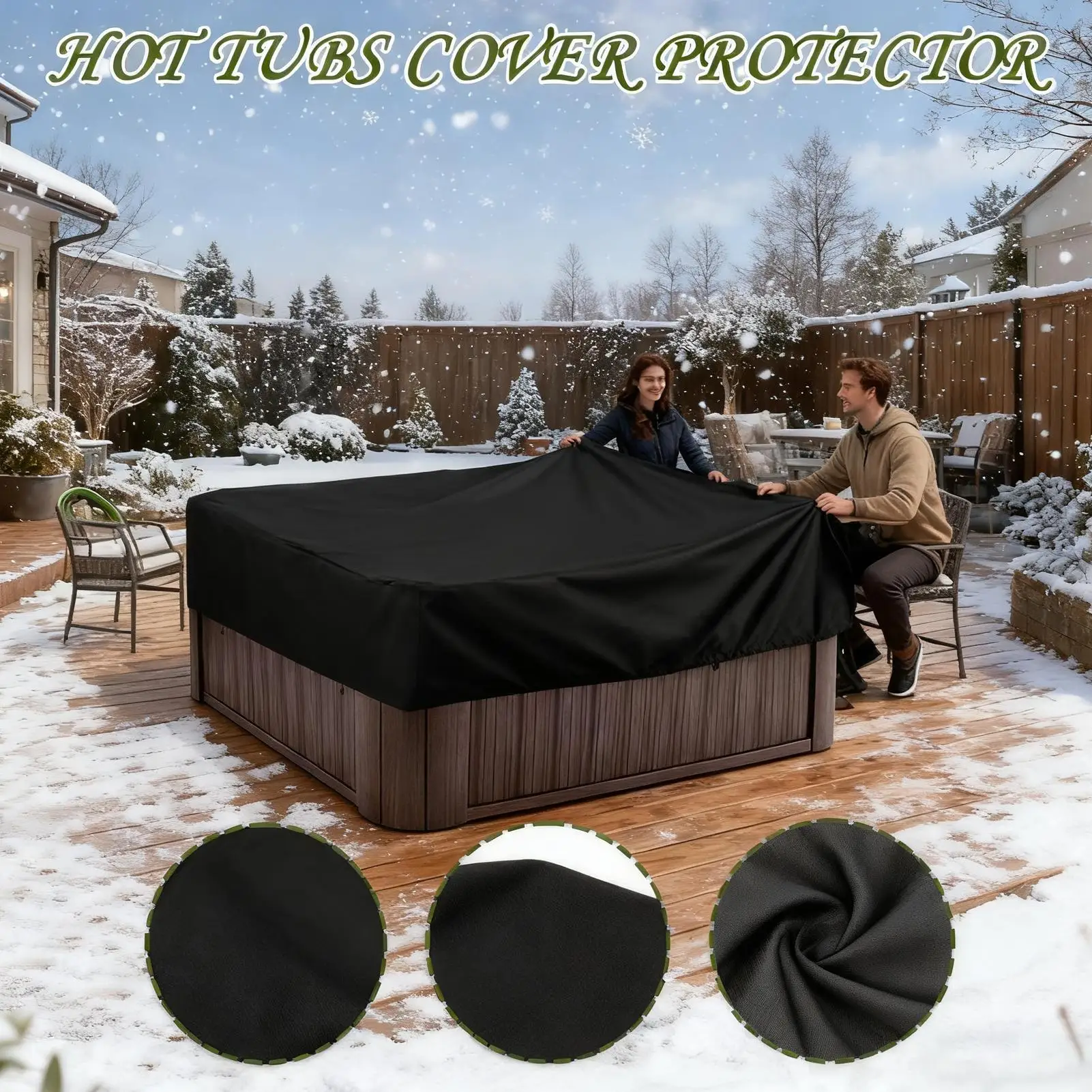 

Hot Tub Cover Waterproof Square Replacement UV Protection Spa Cover Caps for Outdoor Garden Backyard Deck Poolside Residential