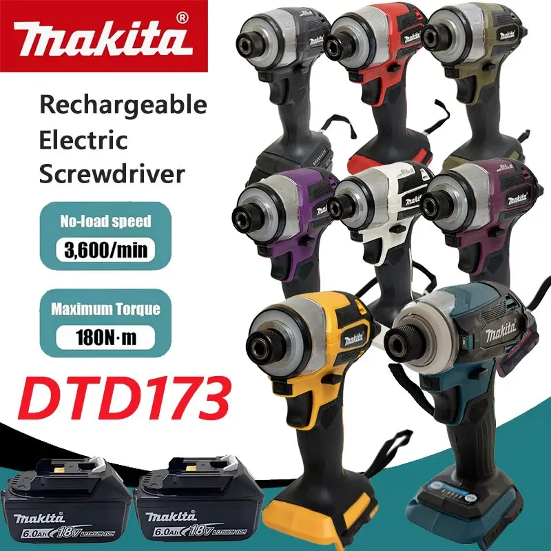 Makita 18V Cordless Impact Driver LXT BL Brushless Motor Electric Drill Wood/Bolt/T-Mode 180 N·M Rechargeable Power Tools DTD173