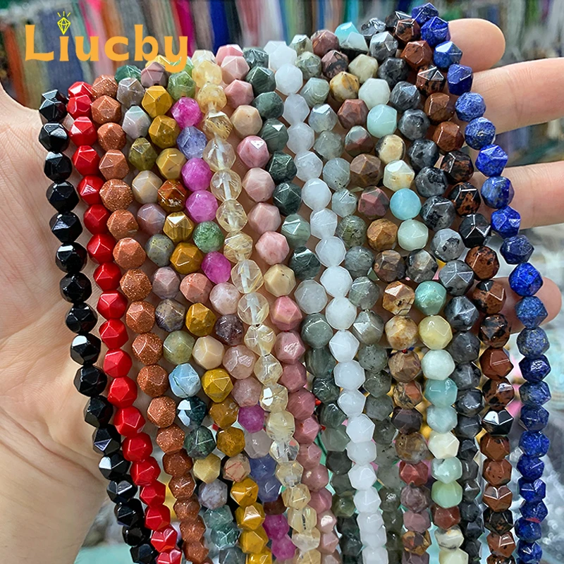 Natural stone Faceted Handmade Beads DIY woman Earrings Bracelet anklet Necklace For Jewelry Making 15\