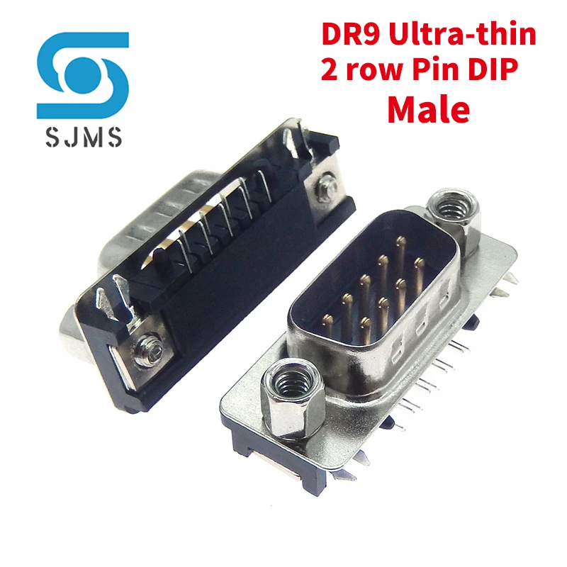 2PCS DB head DR-9 Pole DR9 Male Female DIP Jumper Socket Double row DB9 Slimline connector patch 9PIN DR9 2row Pin