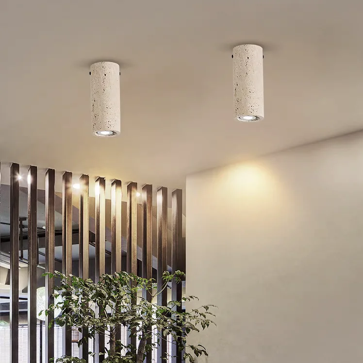 

Yellow Cave Stone Spotlight with Wabi Sabi Style Living Room Without Main Light for Entrance Hallway Ceiling Mounted Tube Lamp