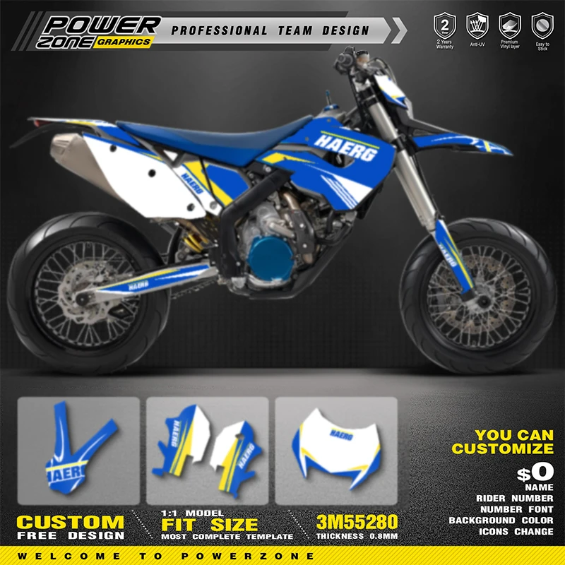 

PowerZone Custom Team Graphics Backgrounds Decals Stickers Kit For HUSABERG 2009-2012 FE390 450 570-TE250 300 -FX450-FS570 07