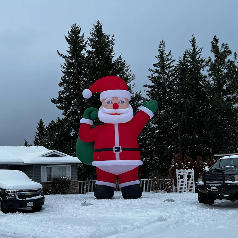 Gigante inflável papai noel decoração de quintal de natal com ventilador explodir decorações de natal ao ar livre festa de feriado de natal